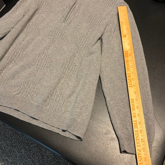 RS RAFFI Shaya Gray Cotton Wool Cashmere 1/4 Zip Sweater Mens Size XL Cable Knit - Picture 4 of 7